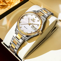 OLEVS 7030 Elegant Automatic Mechanical Watch For Women - Two Tone Gold Watch | Olevs Watch Store