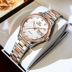 OLEVS 7030 Elegant Automatic Mechanical Watch For Women - Two Tone Rose Gold Watch | Olevs Watch Store
