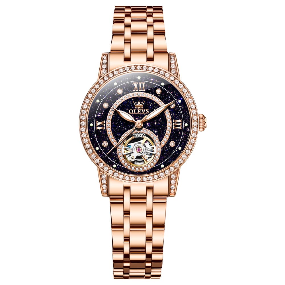 OLEVS 7036 Open Heart Automatic Watch For Women - Silver Mother of Pearl Watch | Olevs Watch Store