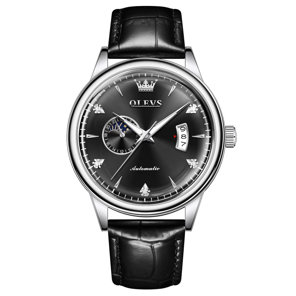 OLEVS 7040 Curved Mirror Automatic Mechanical Watch For Men - Silver Grey Watch | Olevs Watch Store