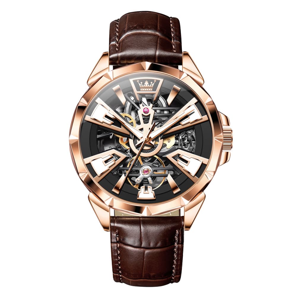OLEVS 7051 Skeleton Racing Mechanical Watch For Men - Silver Black Watch | Olevs Watch Store