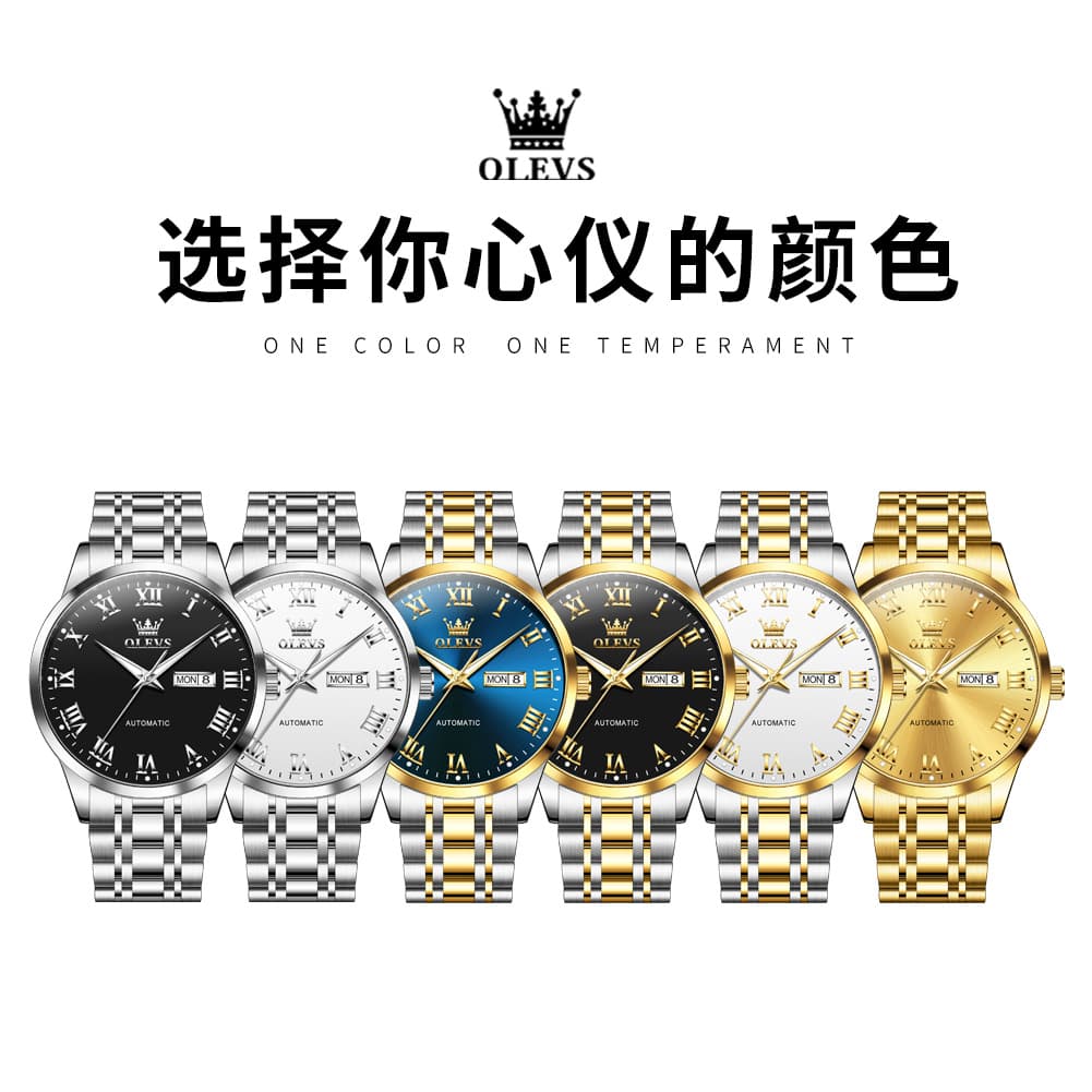 OLEVS 7060 Classic Roman Numeral Automatic Watch For Men - All Gold Watch | Olevs Watch Store
