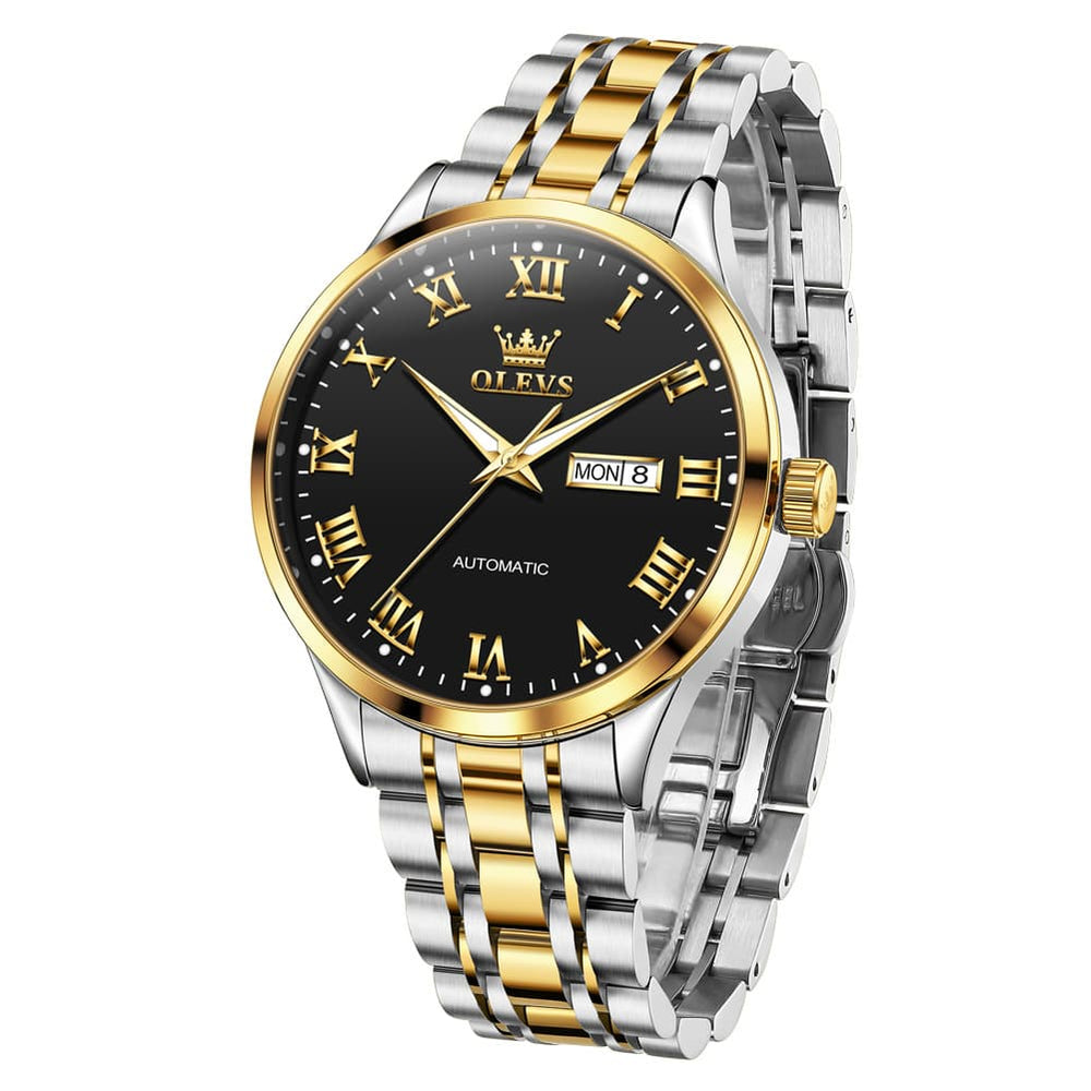 OLEVS 7060 Classic Roman Numeral Automatic Watch For Men - All Gold Watch | Olevs Watch Store