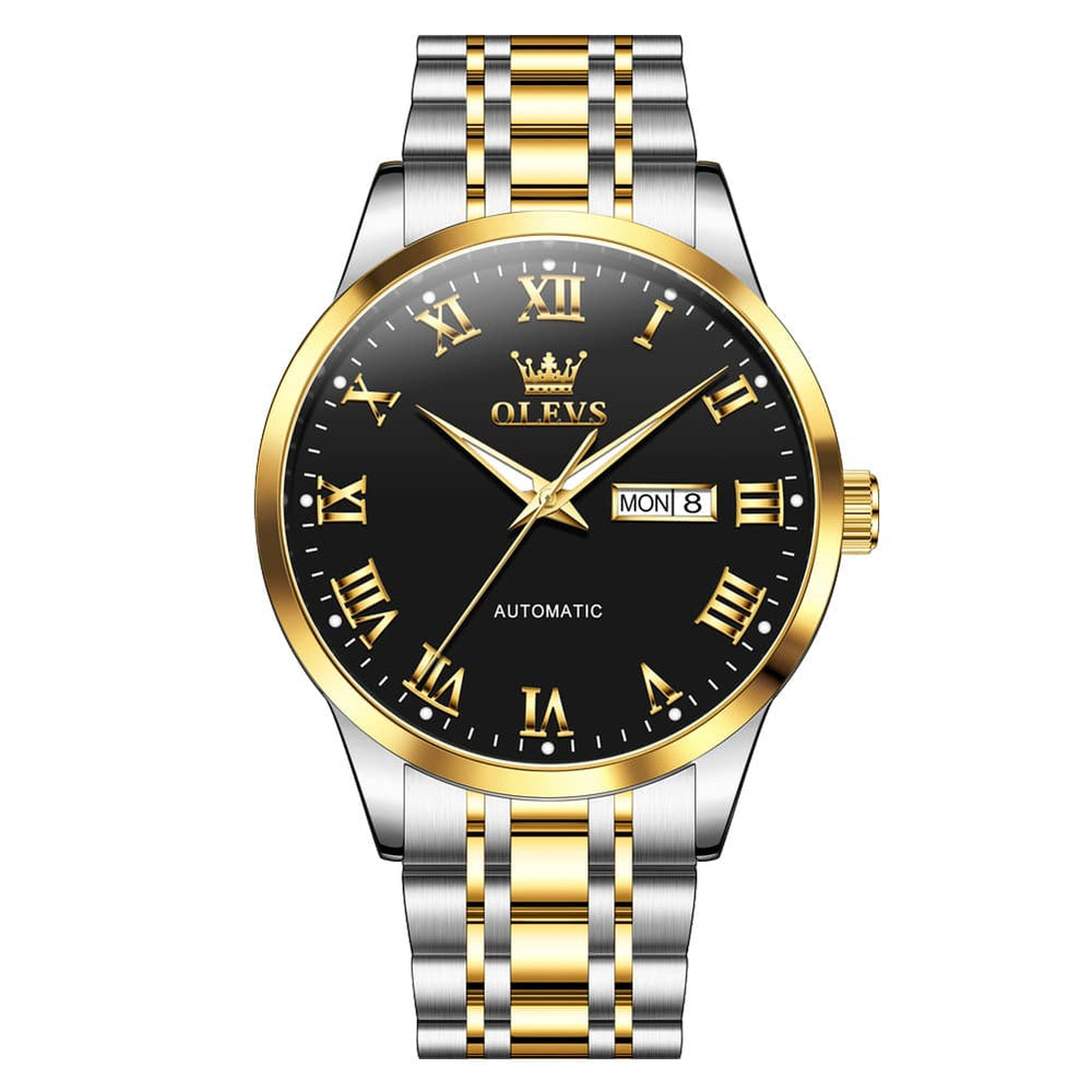 OLEVS 7060 Classic Roman Numeral Automatic Watch For Men - All Gold Watch | Olevs Watch Store
