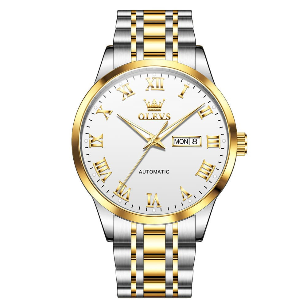 OLEVS 7060 Classic Roman Numeral Automatic Watch For Men - All Gold Watch | Olevs Watch Store