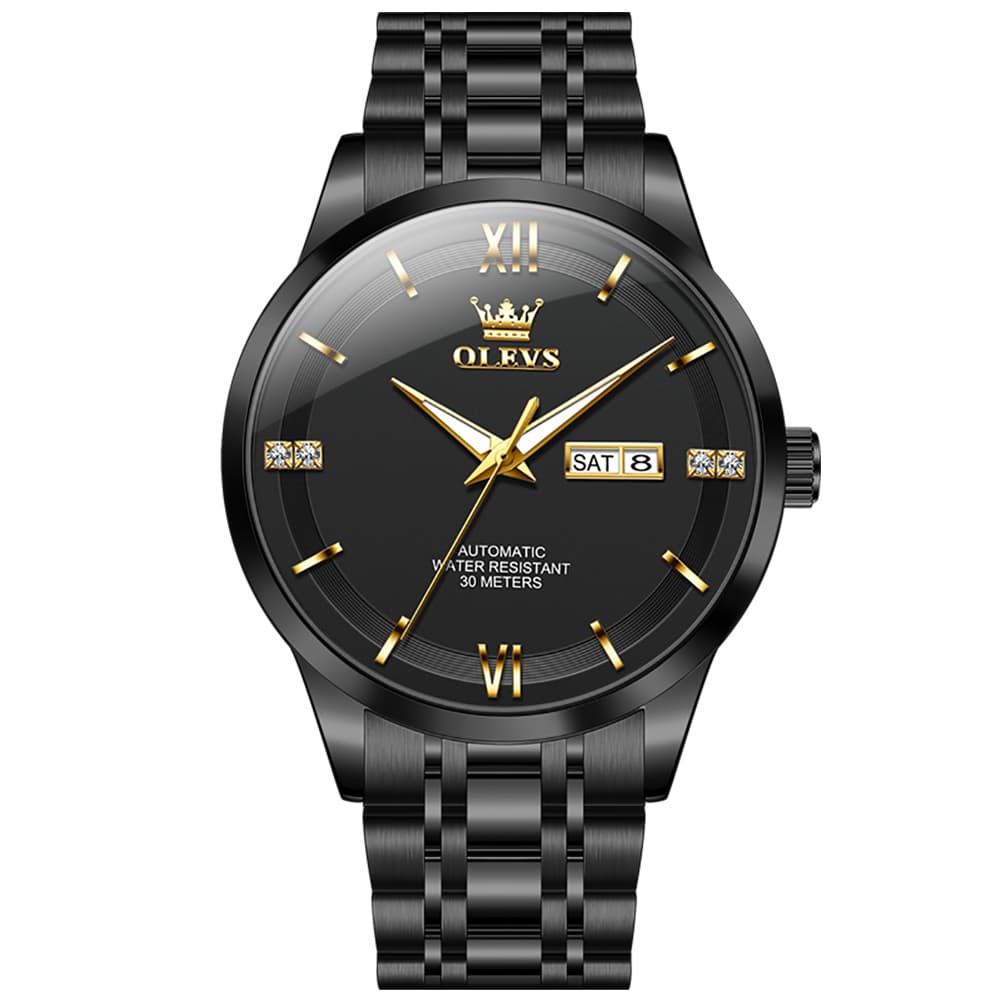 OLEVS 7061 Classic Dual Calendar Automatic Watch For Men - Silver White Watch | Olevs Watch Store