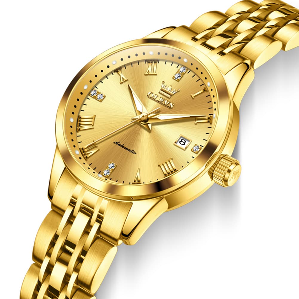 OLEVS 7062 Classic Automatic Watch For Women - All Gold Watch | Olevs Watch Store
