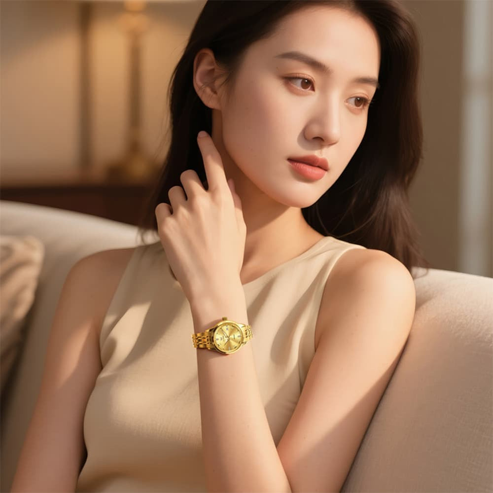 OLEVS 7062 Classic Automatic Watch For Women - All Gold Watch | Olevs Watch Store