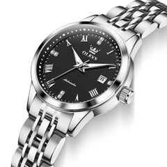 OLEVS 7062 Classic Automatic Watch For Women - Silver Black Watch | Olevs Watch Store