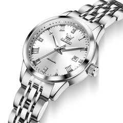 OLEVS 7062 Classic Automatic Watch For Women - Silver White Watch | Olevs Watch Store