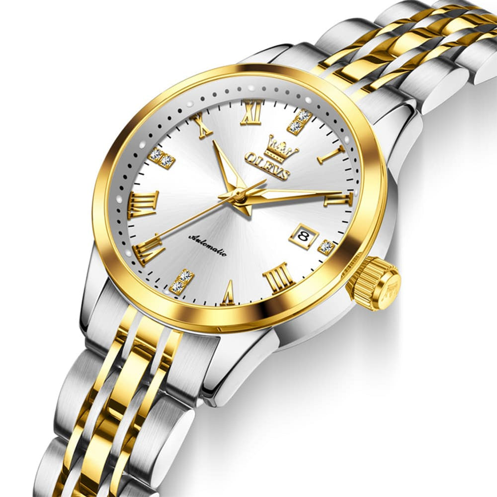 OLEVS 7062 Classic Automatic Watch For Women - Two Tone Gold Watch | Olevs Watch Store