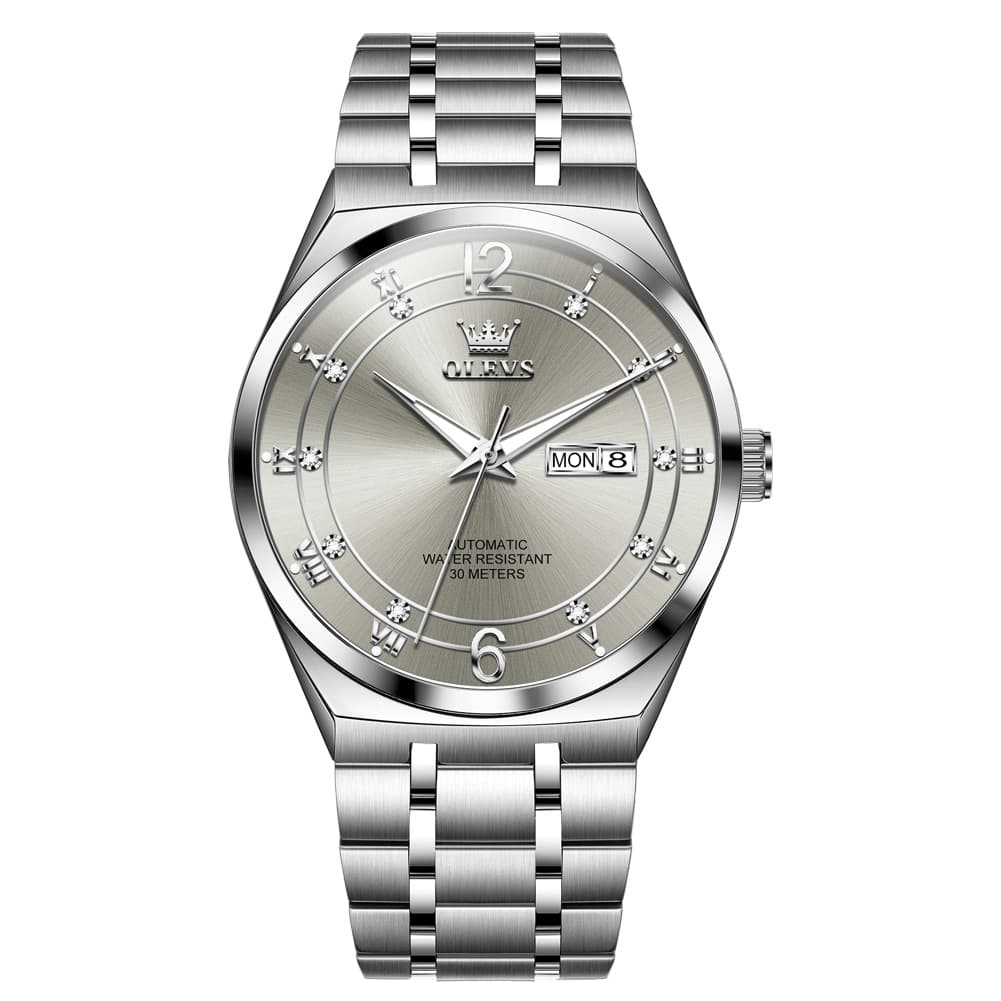 OLEVS 7068 Octagonal Luxury Sport Automatic Watch For Men - Two Tone White Watch | Olevs Watch Store