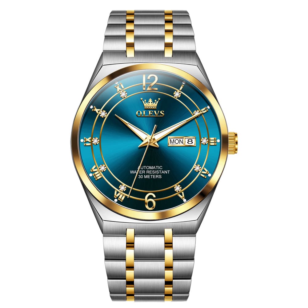 OLEVS 7068 Octagonal Luxury Sport Automatic Watch For Men - Two Tone White Watch | Olevs Watch Store
