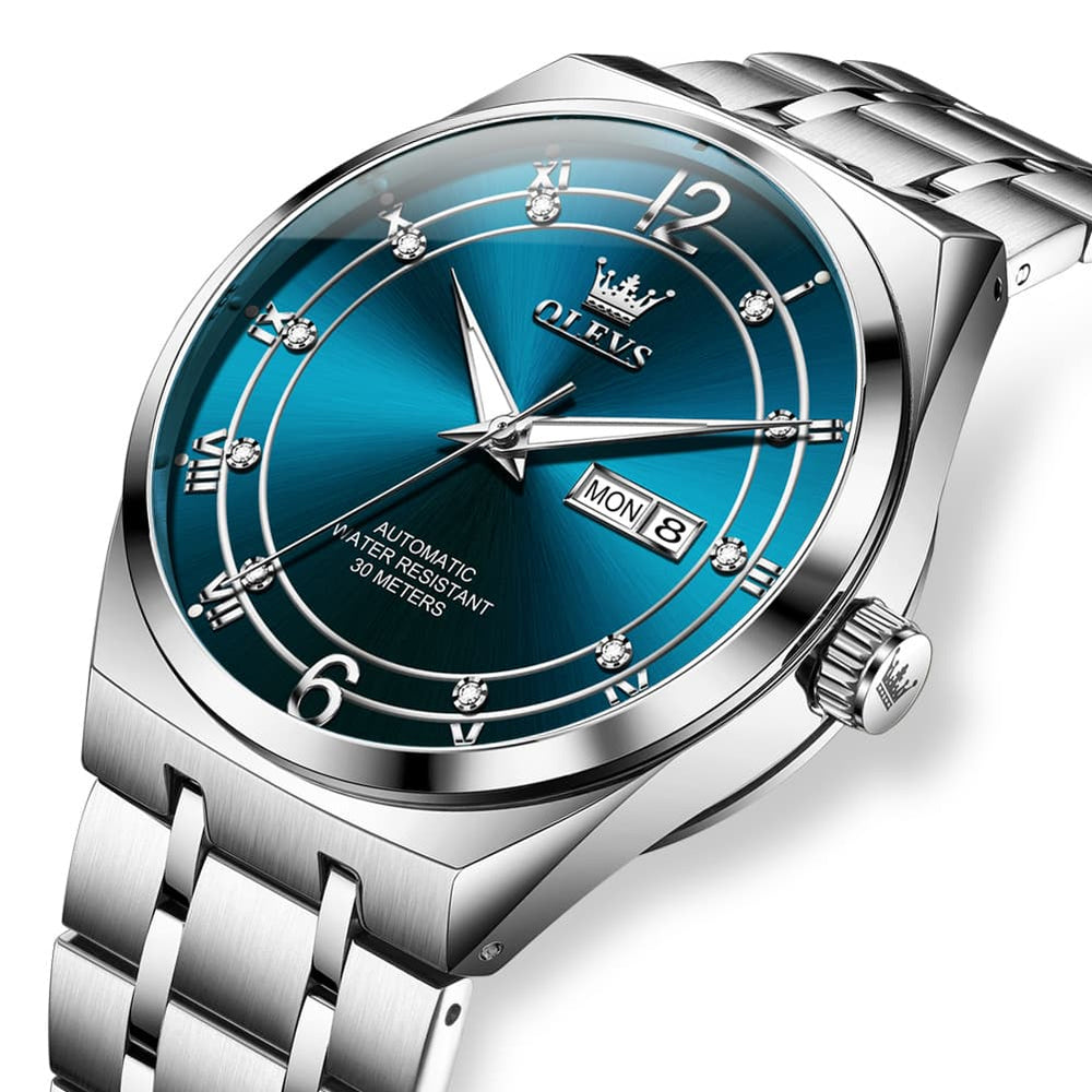 OLEVS 7068 Octagonal Luxury Sport Automatic Watch For Men - Two Tone White Watch | Olevs Watch Store