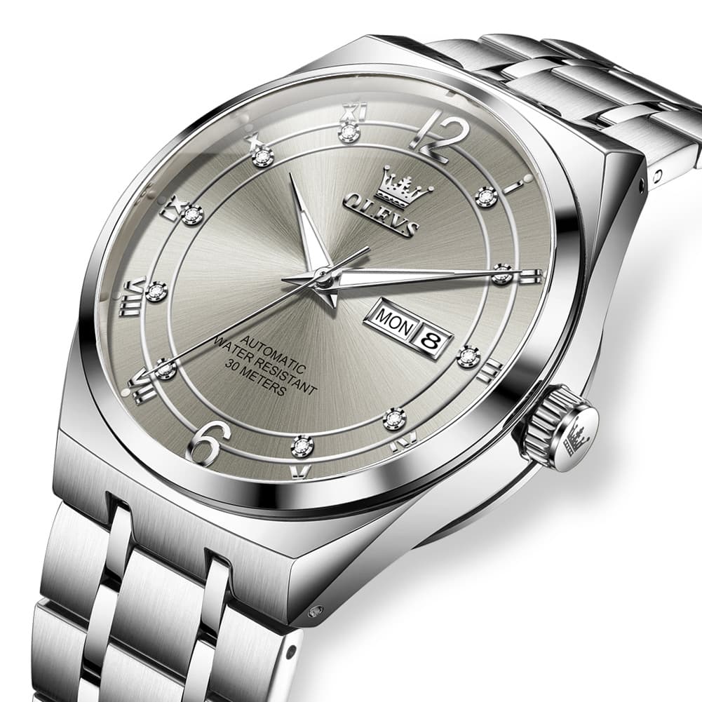OLEVS 7068 Octagonal Luxury Sport Automatic Watch For Men - Two Tone White Watch | Olevs Watch Store