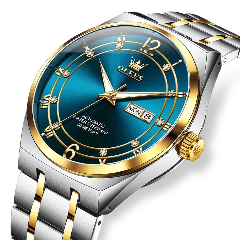 OLEVS 7068 Octagonal Luxury Sport Automatic Watch For Men - Two Tone White Watch | Olevs Watch Store
