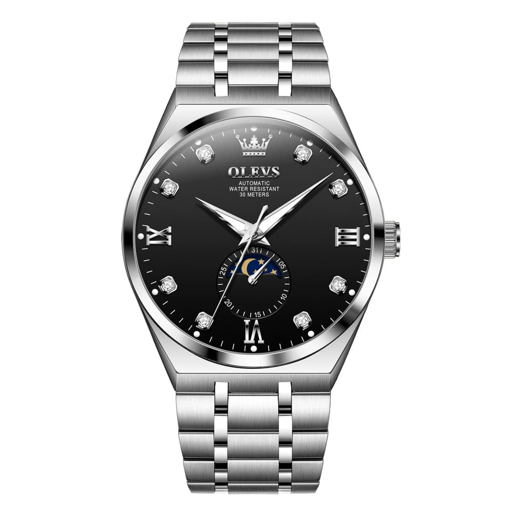 OLEVS 7069 Octagonal Moon Phase Automatic Watch For Men - Two Tone Blue Watch | Olevs Watch Store