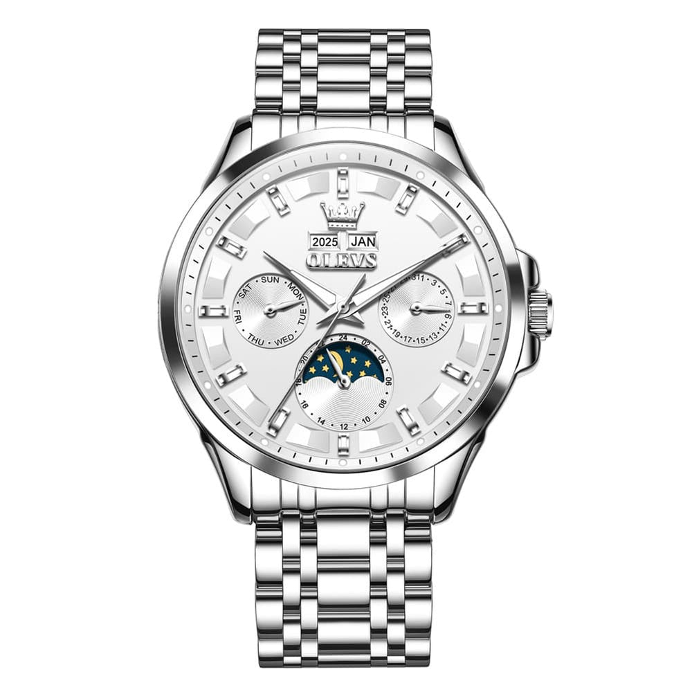 OLEVS 7070 Heavyweight Moon Phase Automatic Watch For Men - All Gold Watch | Olevs Watch Store