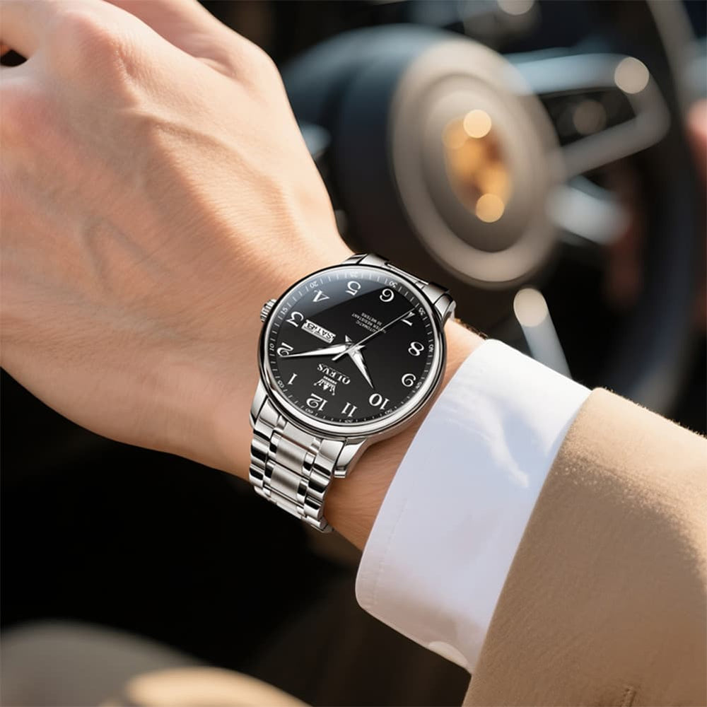 OLEVS 7072 Arabic Numeral Dual Calendar Automatic Watch For Men - All Gold Watch | Olevs Watch Store