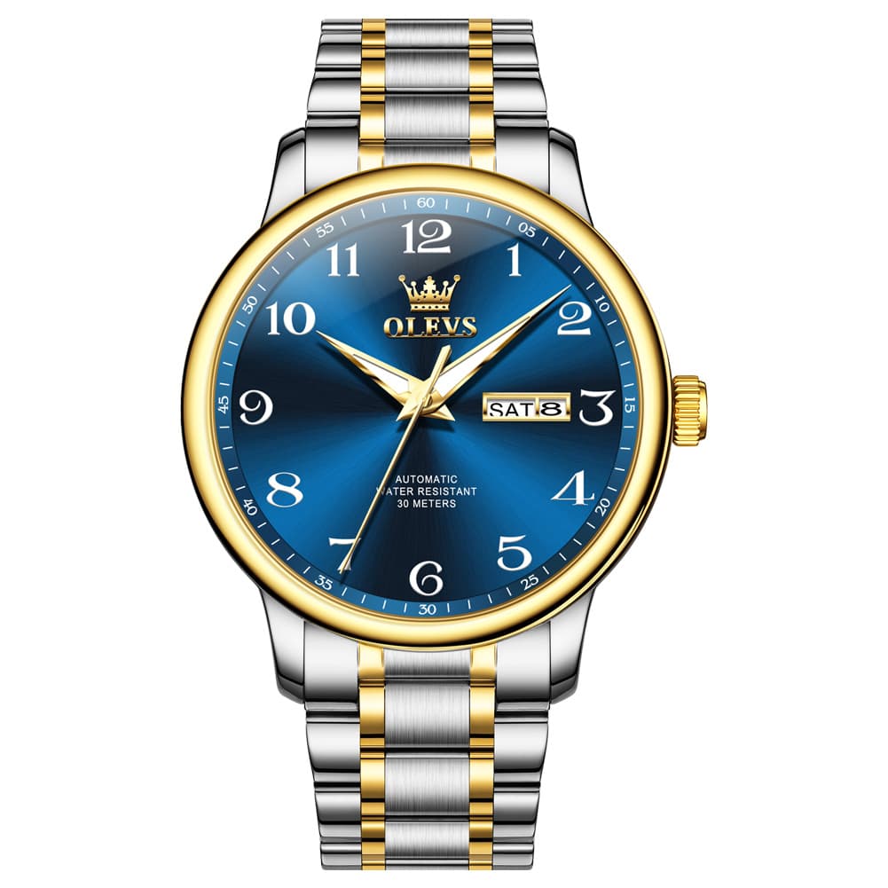 OLEVS 7072 Arabic Numeral Dual Calendar Automatic Watch For Men - All Gold Watch | Olevs Watch Store