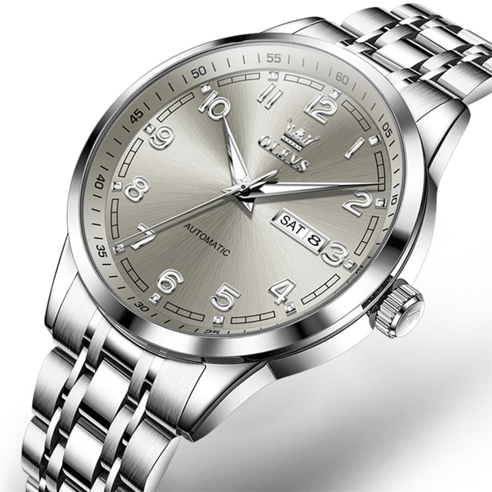 OLEVS 7077 Arabic Numeral Dual Calendar Automatic Watch For Men - All Gold Watch | Olevs Watch Store