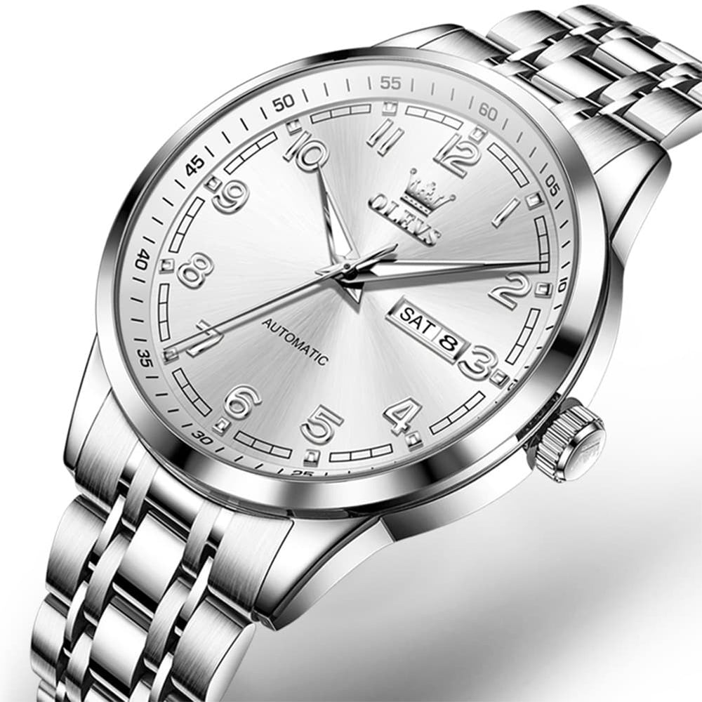 OLEVS 7077 Arabic Numeral Dual Calendar Automatic Watch For Men - All Gold Watch | Olevs Watch Store