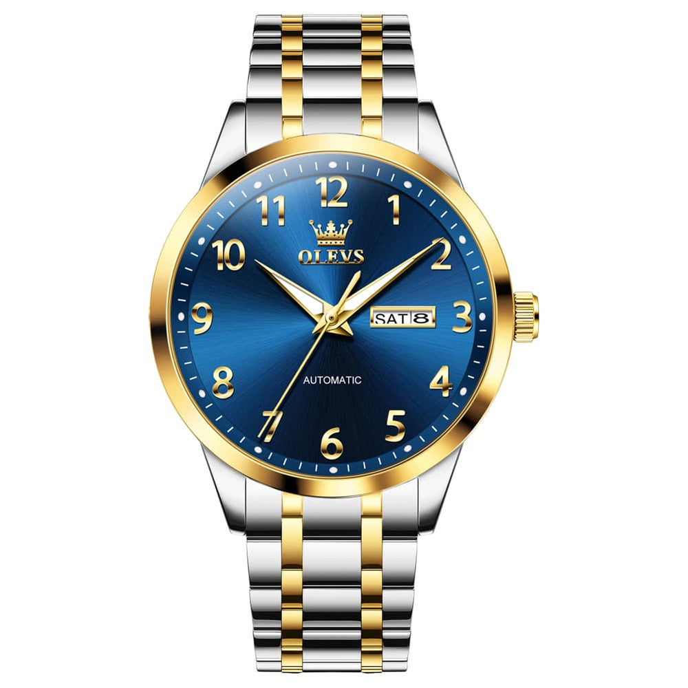 OLEVS 7078 Arabic Numeral Dual Calendar Automatic Watch For Men - All Gold Watch | Olevs Watch Store