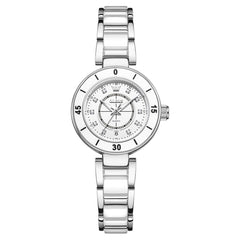 OLEVS 7083 White Ceramic Watch Sport Luxe Diamond Accent Stainless Steel Bracelet Quartz Timepiece for Women - Olevs Store