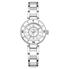 OLEVS 7083 White Ceramic Watch Sport Luxe Diamond Accent Stainless Steel Bracelet Quartz Timepiece for Women - Olevs Store
