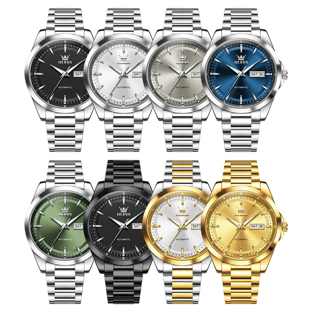 OLEVS 7090 Classic Dual Calendar Automatic Watch For Men - All Gold Watch | Olevs Watch Store
