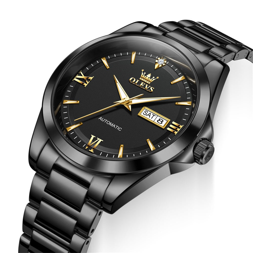 all black dial closeup - OLEVS 7099