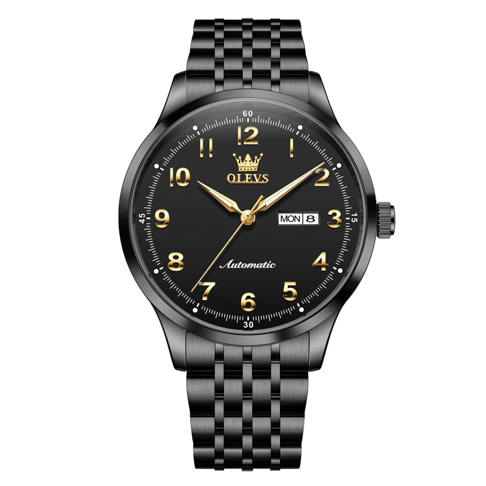 OLEVS 7100 Arabic Numeral Dual Calendar Automatic Watch For Men - Two Tone White Watch | Olevs Watch Store