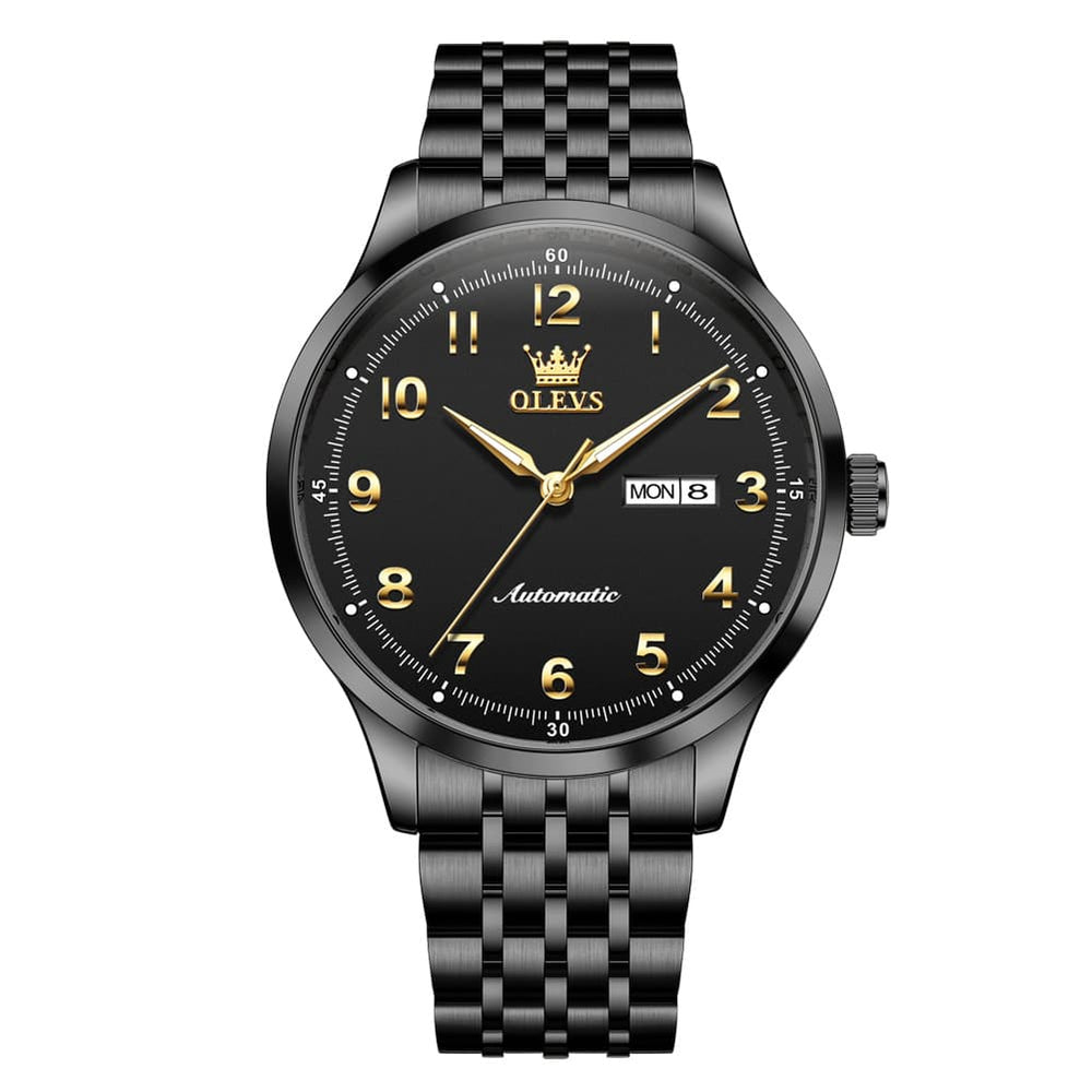 OLEVS 7100 Arabic Numeral Dual Calendar Automatic Watch For Men - Two Tone White Watch | Olevs Watch Store