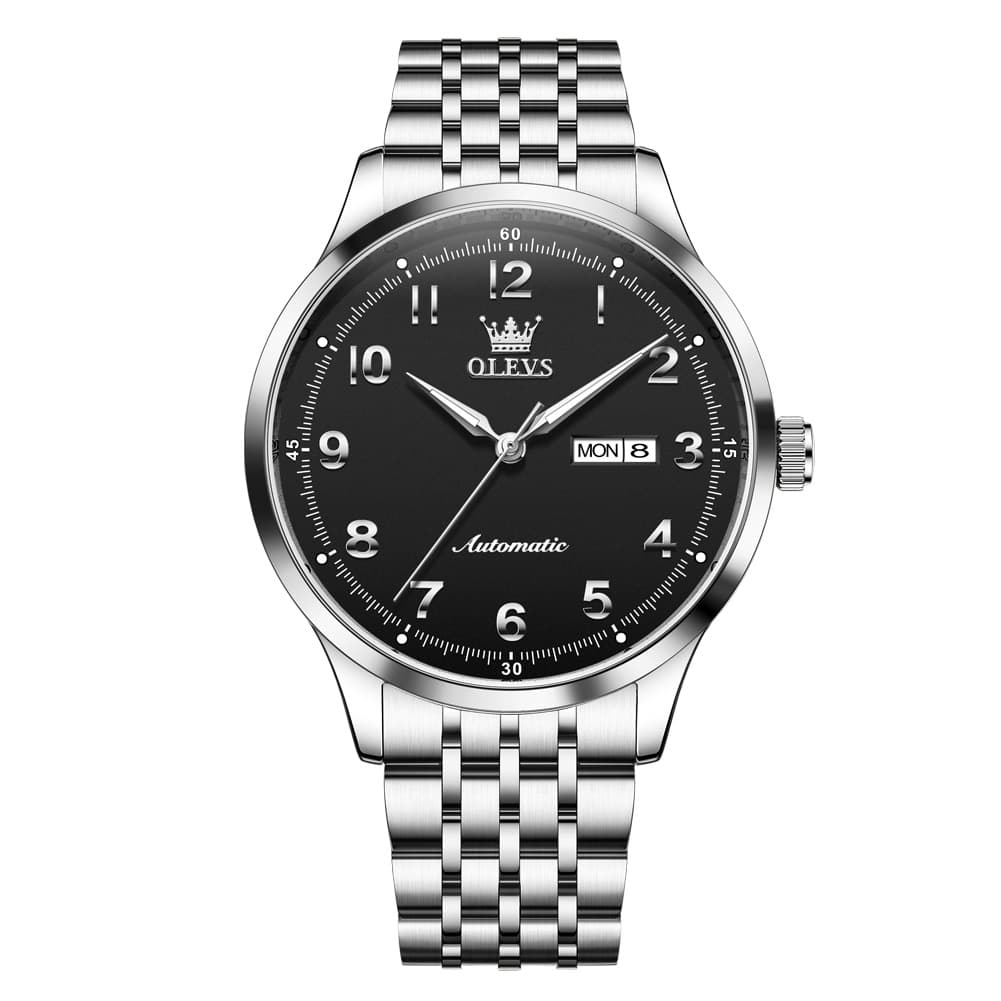 OLEVS 7100 Arabic Numeral Dual Calendar Automatic Watch For Men - Two Tone White Watch | Olevs Watch Store