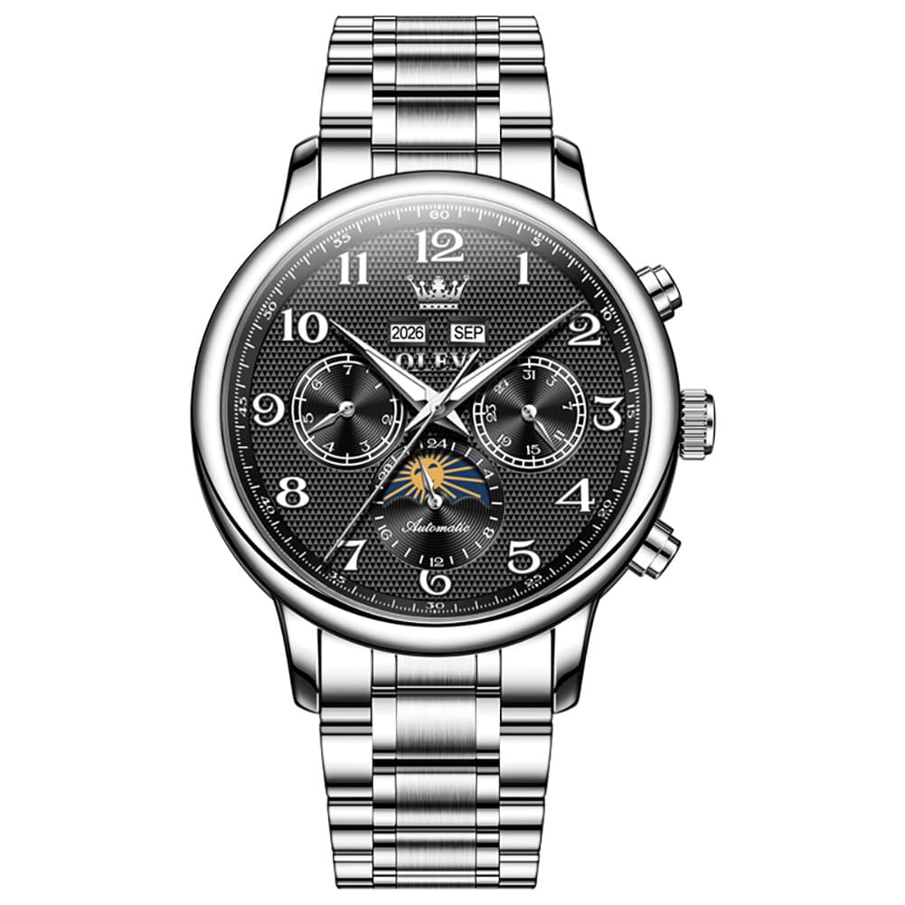 OLEVS 7126 Multifunction Automatic Mechanical Watch for Men - All Black Watch | Olevs Watch Store