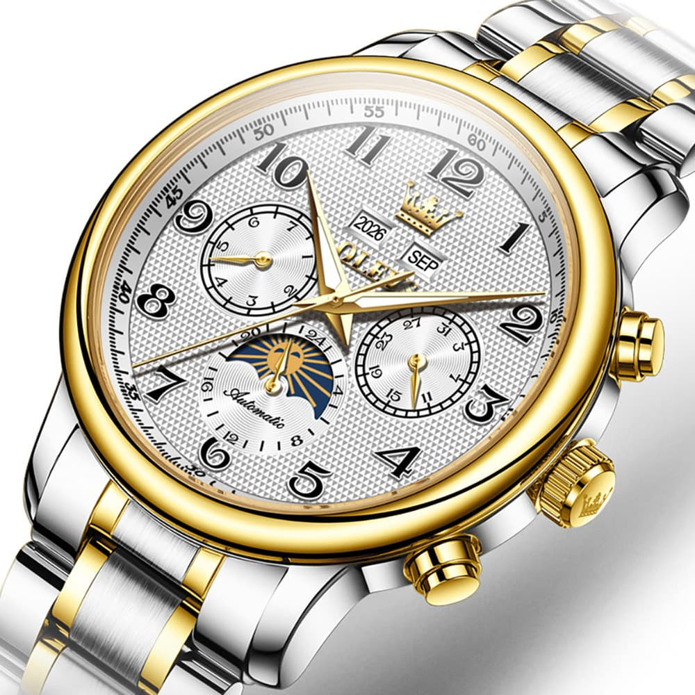 OLEVS 7126 Multifunction Automatic Mechanical Watch for Men - All Black Watch | Olevs Watch Store