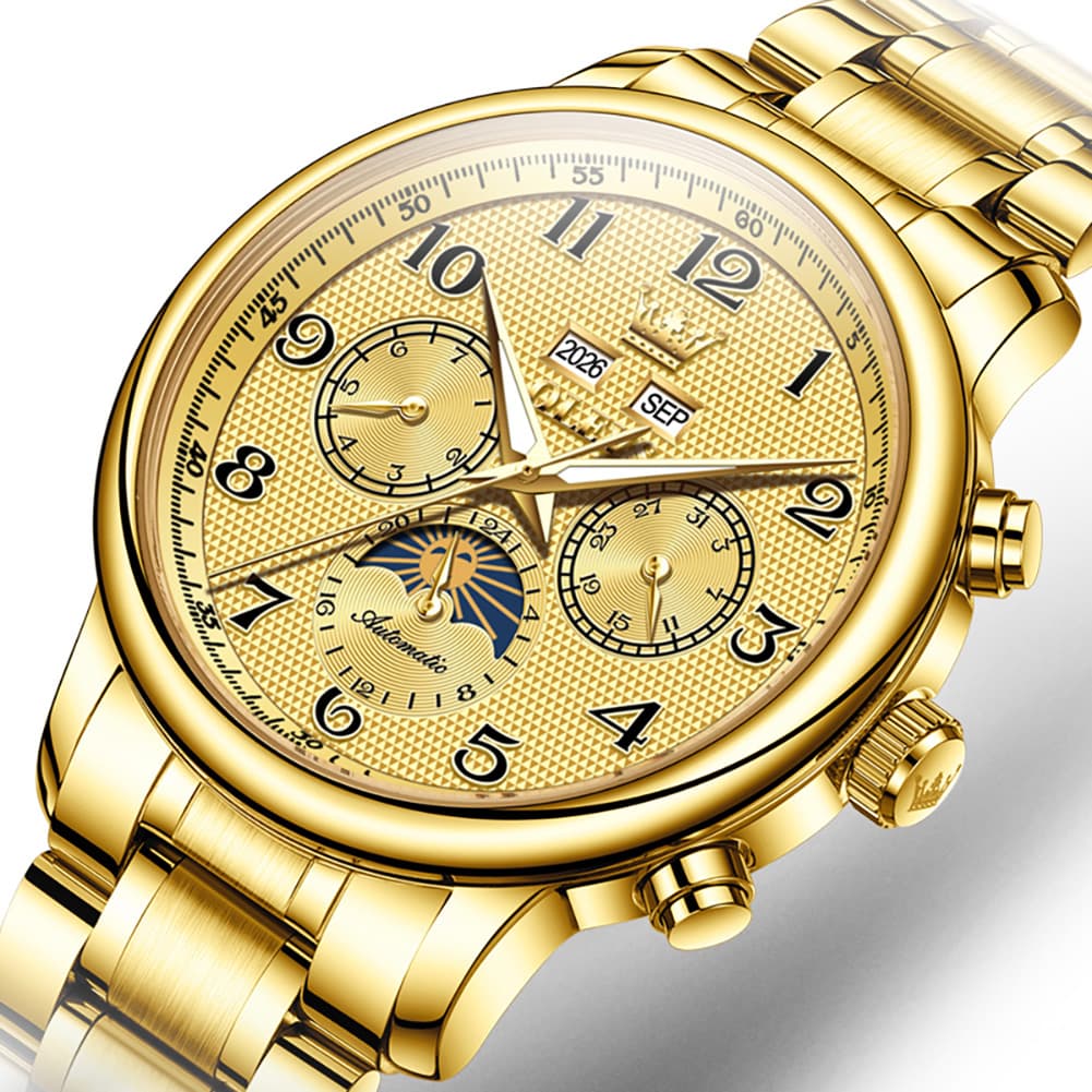 OLEVS 7126 Multifunction Automatic Mechanical Watch for Men - All Black Watch | Olevs Watch Store