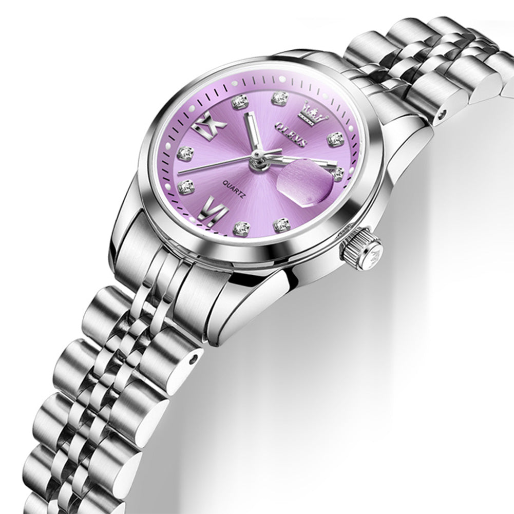 purple dial and date lens close-up - OLEVS 7133