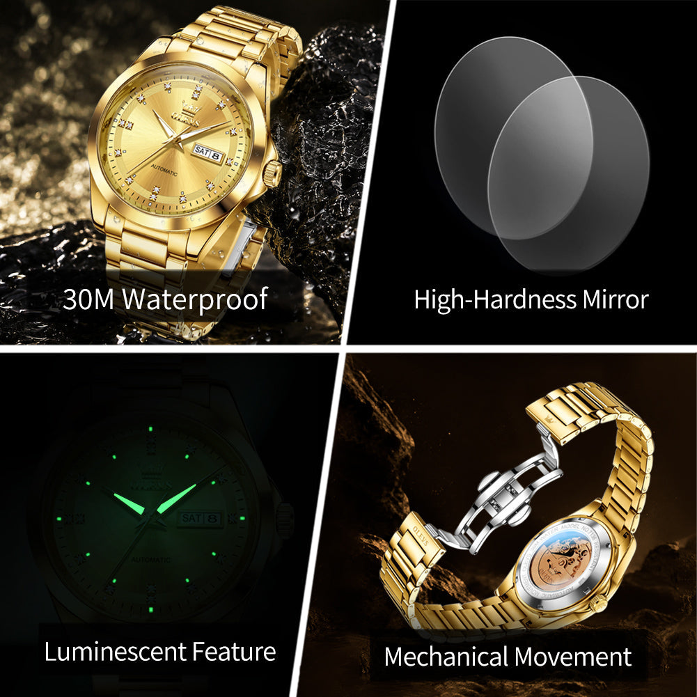 automatic movement luminous and water resistant features - OLEVS 7136