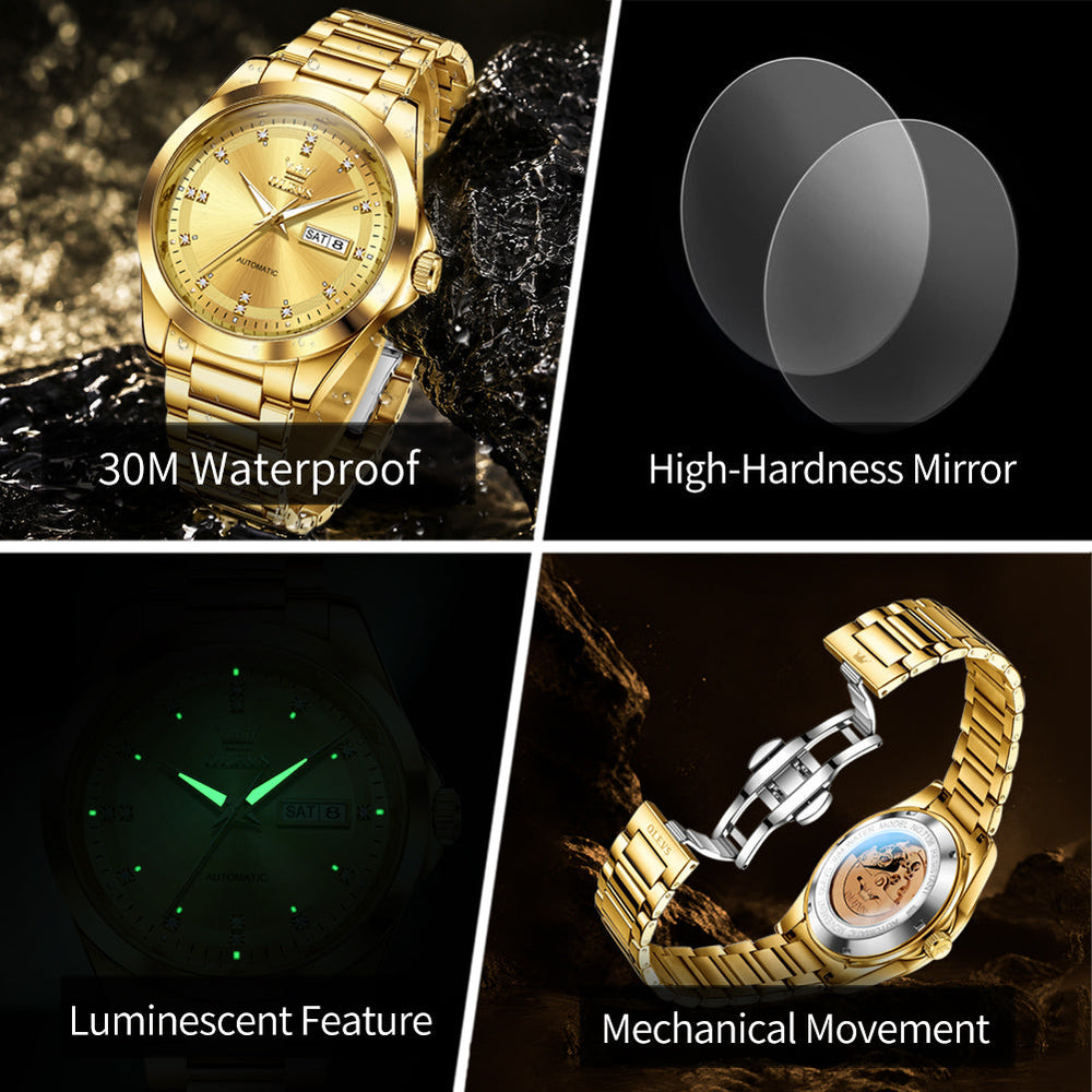 automatic movement luminous and water resistant features - OLEVS 7136