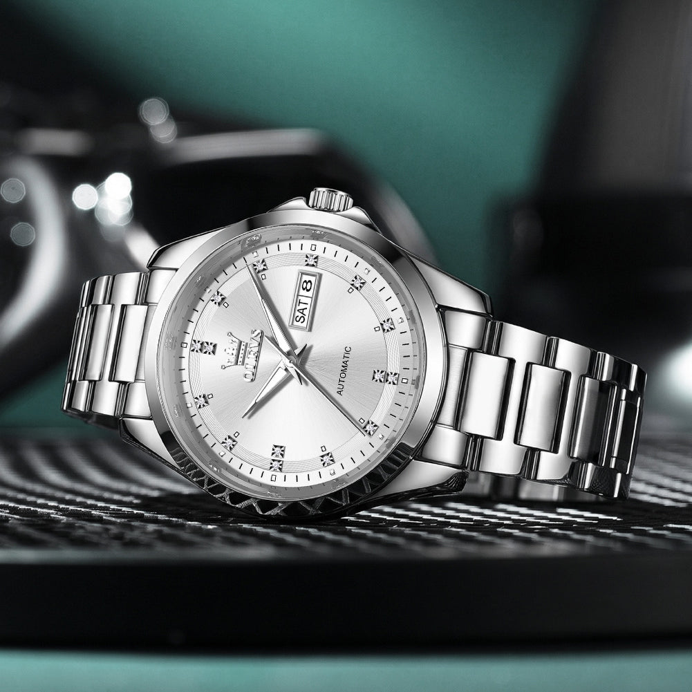 Silver White business watch lifestyle - OLEVS 7136