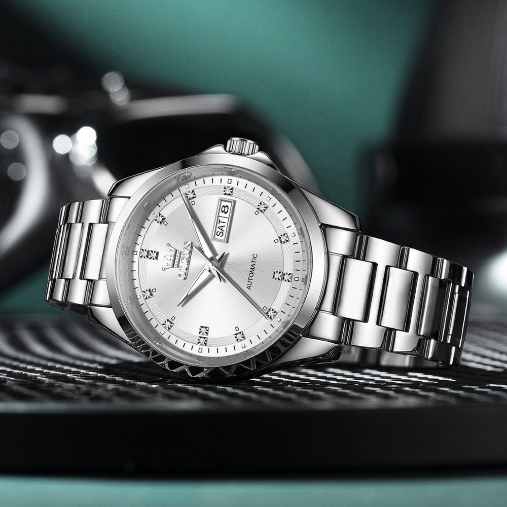 Silver White business watch lifestyle - OLEVS 7136
