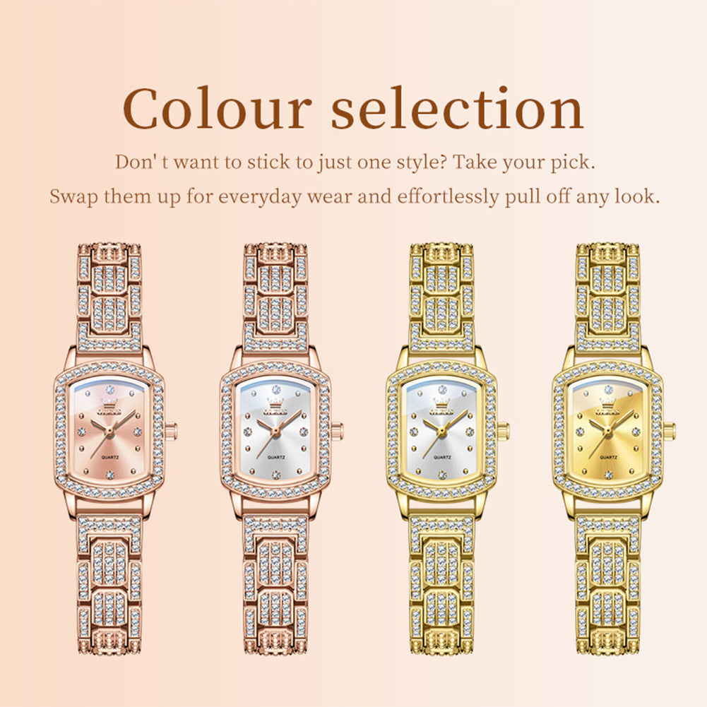 Four OLEVS 7142 women's watch color options in rose gold and gold tone finishes - OLEVS 7142