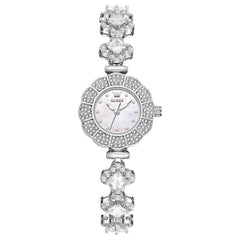 OLEVS 9813 Diamond Petal Bracelet Women Quartz Watch - Silver White Watch | Olevs Watch Store