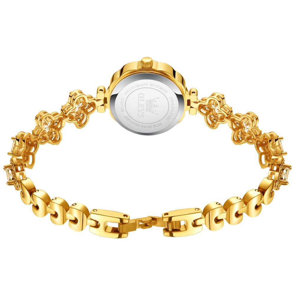 OLEVS 9813 Diamond Petal Bracelet Women Quartz Watch - Yellow Gold Watch | Olevs Watch Store