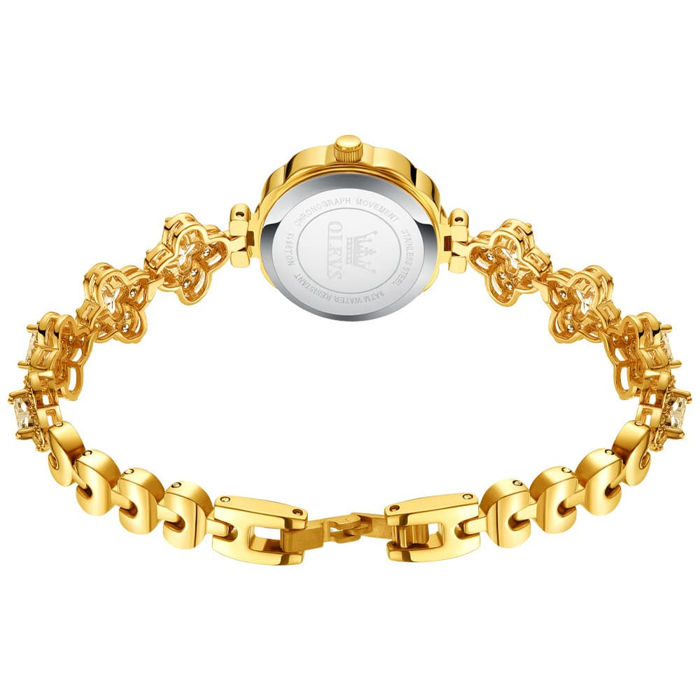 OLEVS 9813 Diamond Petal Bracelet Women Quartz Watch - Yellow Gold Watch | Olevs Watch Store