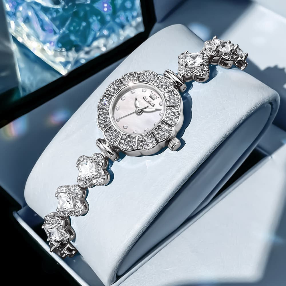 OLEVS 9813 Diamond Petal Bracelet Women Quartz Watch - Yellow Gold Watch | Olevs Watch Store