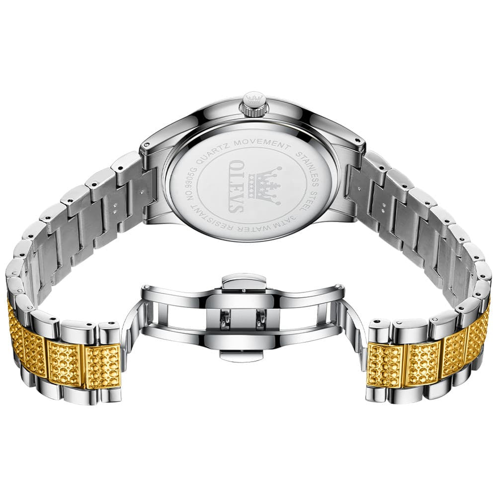 OLEVS 9905 Diamond Bezel Luxury Dress Quartz Watch for Men - All Gold Watch | Olevs Watch Store