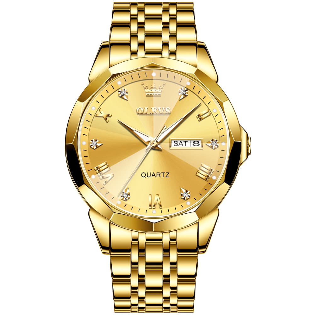 OLEVS 9931 Classic Diamond Stainless Steel Watch for Men - All Gold Watch | Olevs Watch Store