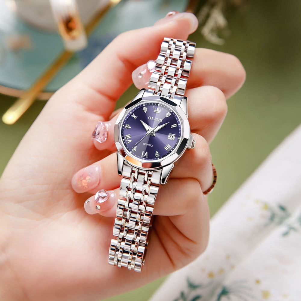 OLEVS 9931 Elegant Diamond Stainless Steel Quartz Watch for Women - Rose Pink Watch | Olevs Watch Store